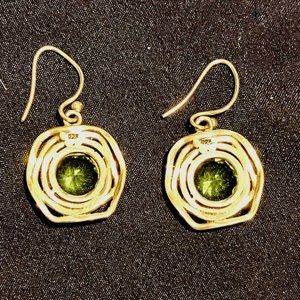 Stunning handcrafted wire and green glass earrings